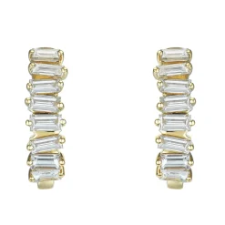 Hot 0,70 ct gult gull diamantcreoler i baguetteslip Ørepynt