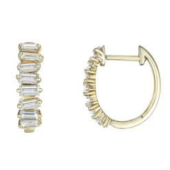 Hot 0,70 ct gult gull diamantcreoler i baguetteslip Ørepynt