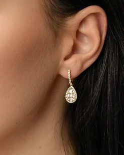 Clearance 1,10 ct gult gull diamantørepynt dråpe med ulik slip Ørepynt