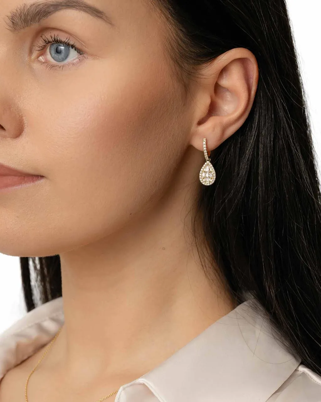 Clearance 1,10 ct gult gull diamantørepynt dråpe med ulik slip Ørepynt
