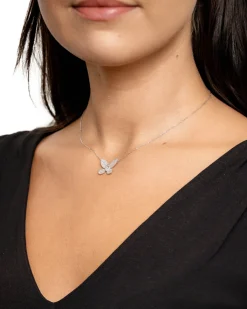 Discount 0,58 ct Sommerfugl diamantanheng med kjede 42 cm Halssmykker