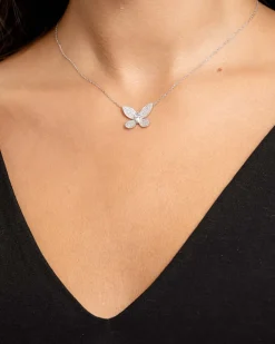 Discount 0,58 ct Sommerfugl diamantanheng med kjede 42 cm Halssmykker