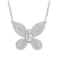 Discount 0,58 ct Sommerfugl diamantanheng med kjede 42 cm Halssmykker
