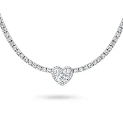 Fashion Diamant tenniskjede med hjerte 3,6 ct Halssmykker