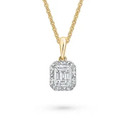 Sale Diamantanheng 0,15 ct brillianter og baguettslip Halssmykker