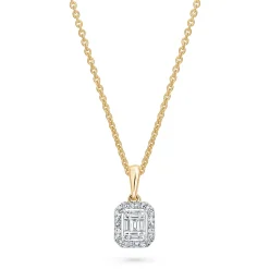 Sale Diamantanheng 0,15 ct brillianter og baguettslip Halssmykker