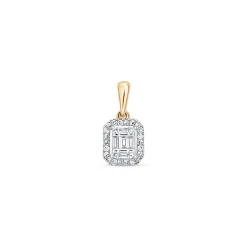 Sale Diamantanheng 0,15 ct brillianter og baguettslip Halssmykker