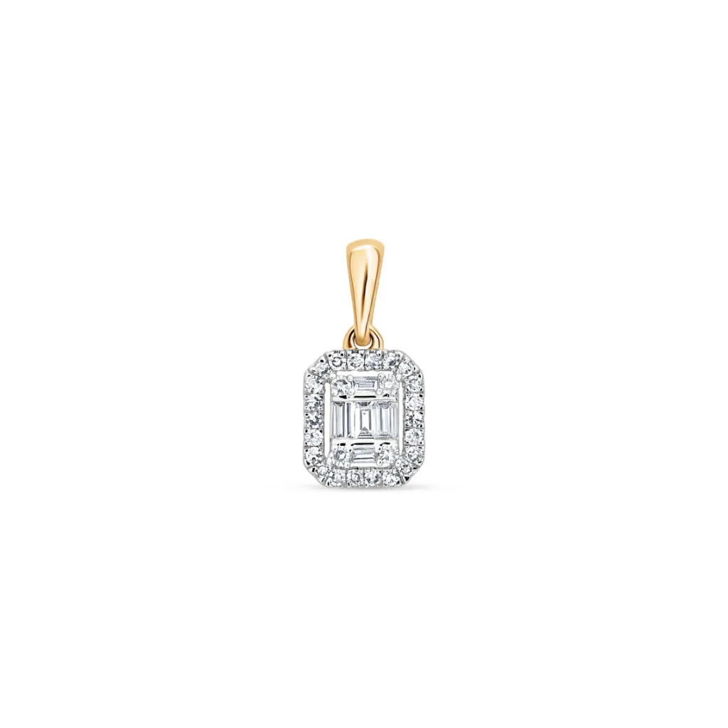 Sale Diamantanheng 0,15 ct brillianter og baguettslip Halssmykker