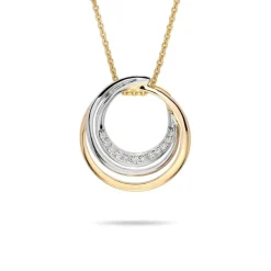 Clearance Diamantanheng 0,07 ct i hvitt og gult gull Halssmykker