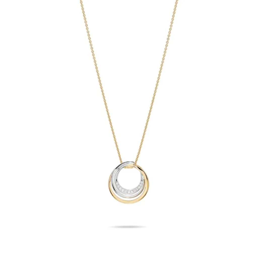 Clearance Diamantanheng 0,07 ct i hvitt og gult gull Halssmykker