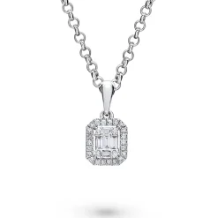 Discount Diamantanheng brillianter og baguetteslip 0,15 ct Halssmykker