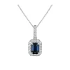 Clearance Diamantanheng i hvitt gull med safir 0,28 ct. Halssmykker