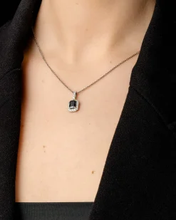 Clearance Diamantanheng i hvitt gull med safir 0,28 ct. Halssmykker