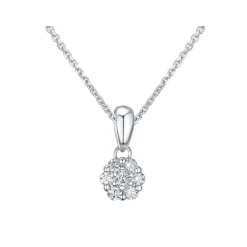 Clearance Diamantanheng rosett i hvitt gull 0,10 ct Halssmykker