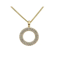 Online Diamantanheng sirkel gult gull 0,19 ct Halssmykker