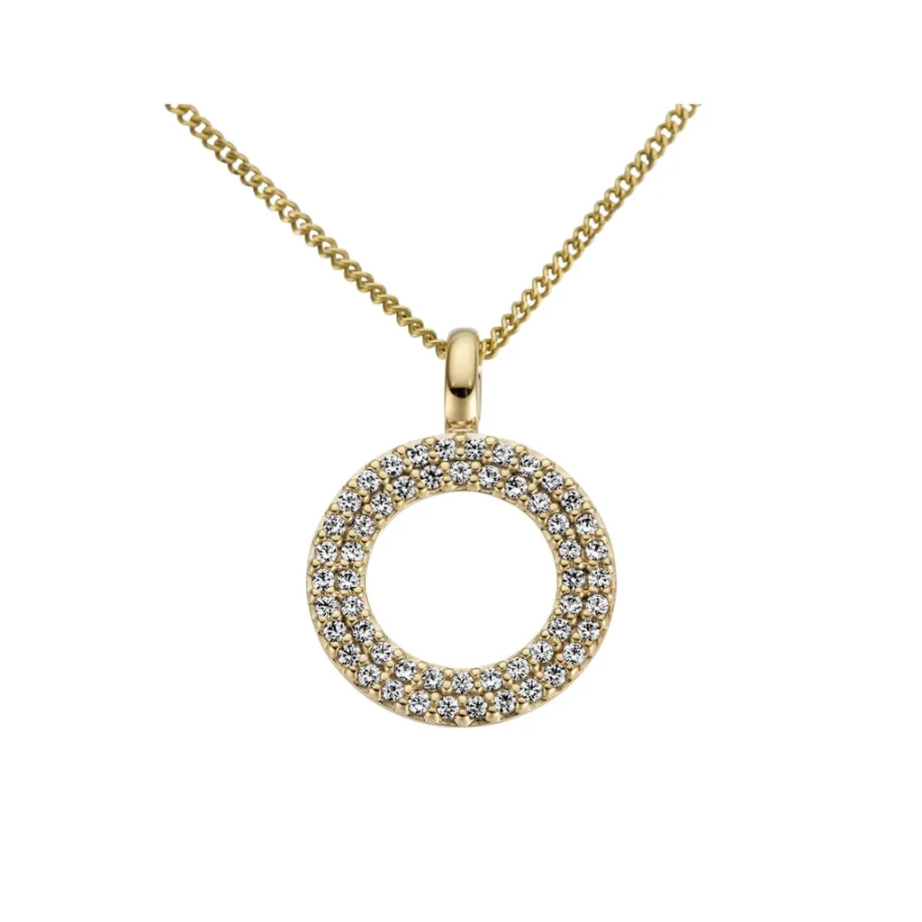 Online Diamantanheng sirkel gult gull 0,19 ct Halssmykker