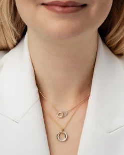 Clearance Diamantanheng sirkler 0,13 ct gult og hvitt gull Halssmykker