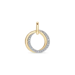 Clearance Diamantanheng sirkler 0,13 ct gult og hvitt gull Halssmykker