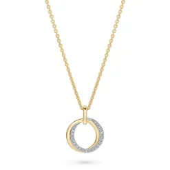 Clearance Diamantanheng sirkler 0,13 ct gult og hvitt gull Halssmykker