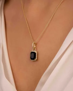 Sale Diamantcharms med sort agat Ørepynt