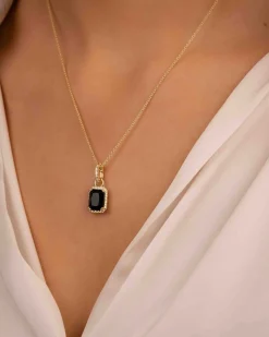 Sale Diamantcharms med sort agat Ørepynt