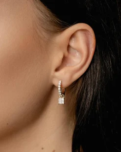 Discount Diamantcreoler 0,50 ct gult gull Ørepynt