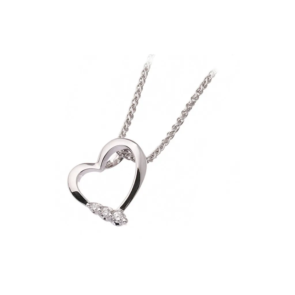 Fashion Diamanthjerte 3 stener 0,03ct Halssmykker