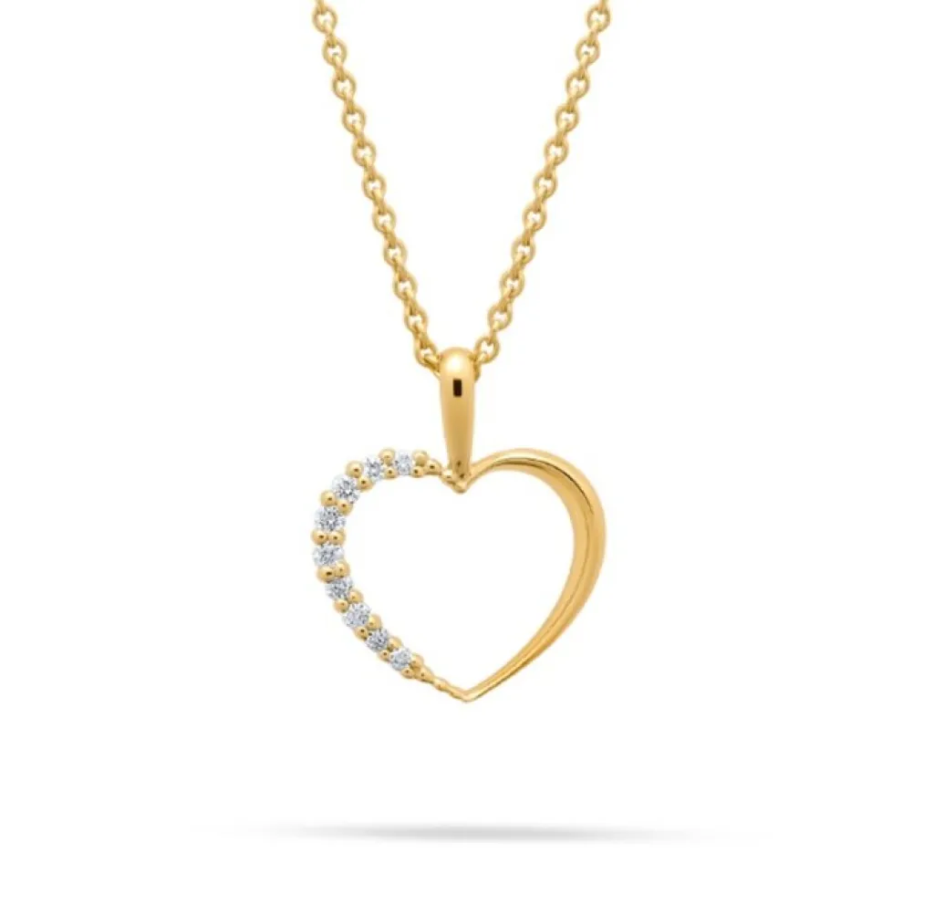 Online Diamanthjerte gult gull 0,07 ct Halssmykker