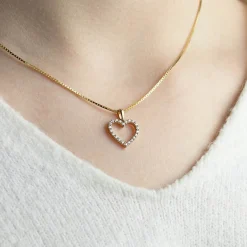 Clearance Diamanthjerte i gult gull 0,25 ct Halssmykker