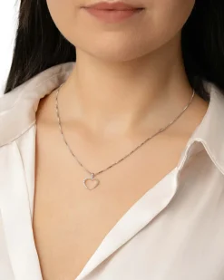Fashion Diamanthjerte i hvitt gull 0,07 ct Halssmykker