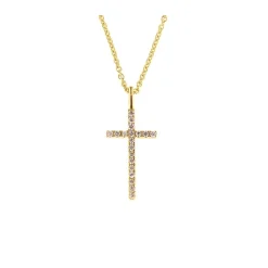 Outlet Diamantkors 0,13 ct gult gull Halssmykker