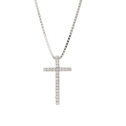 Best Diamantkors i hvitt gull 0,16 ct Halssmykker