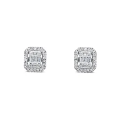 Clearance Diamantørepynt 0,18 ct brillianter og baguetteslip Ørepynt