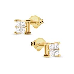 Discount Diamantørepynt gult gull 0,56 ct Princess cut Ørepynt