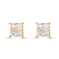 Discount Diamantørepynt gult gull 0,56 ct Princess cut Ørepynt
