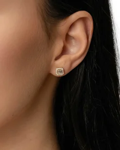 Discount Diamantørepynt i gult gull 0,33 ct baguett og brillianter Ørepynt