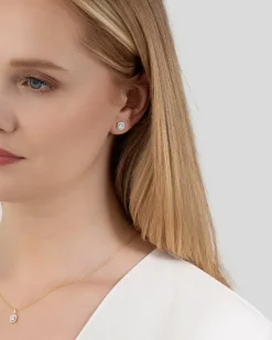New Diamantørepynt i gult gull 0,18 ct brillianter og baguetteslip Ørepynt