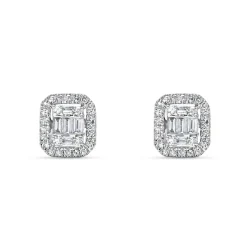 New Diamantørepynt i gult gull 0,18 ct brillianter og baguetteslip Ørepynt