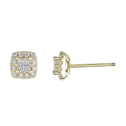 Discount Diamantørepynt princess cut i gult gull 0,50 ct Ørepynt