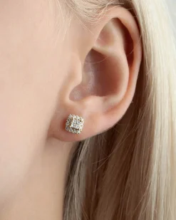 Discount Diamantørepynt princess cut i gult gull 0,50 ct Ørepynt