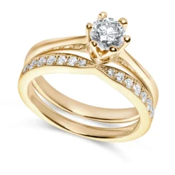 Sale Diamantring 0,26 ct band ring i gult gull Ringer
