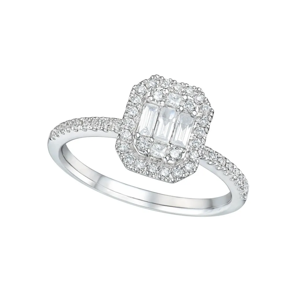 Fashion Diamantring 0,50 ct med baguettslip, brillianter og princess cut Ringer