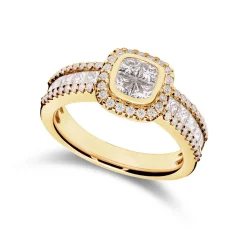 Discount Diamantring i gult gull 1,30 ct  med ulik diamantslip Ringer