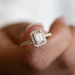 Discount Diamantring i gult gull 0,70+0,30 ct Ringer