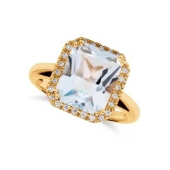 Hot Diamantring i gult gull med Sky blue topas Ringer
