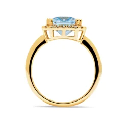 Hot Diamantring i gult gull med Sky blue topas Ringer