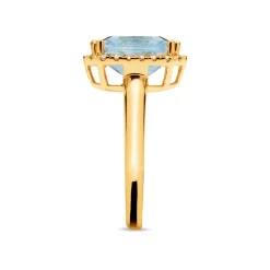 Hot Diamantring i gult gull med Sky blue topas Ringer