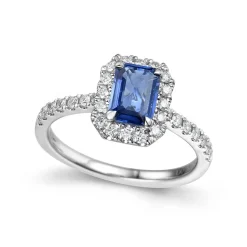 Best Diamantring i hvitt gull med safir 0,38 ct Ringer