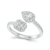 Online Diamantring i hvitt gull 0,70 ct pear-cut og smaragd-slip Ringer