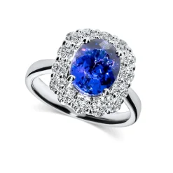 Discount Diamantring i hvitt gull med tanzanitt 1,02 ct Ringer